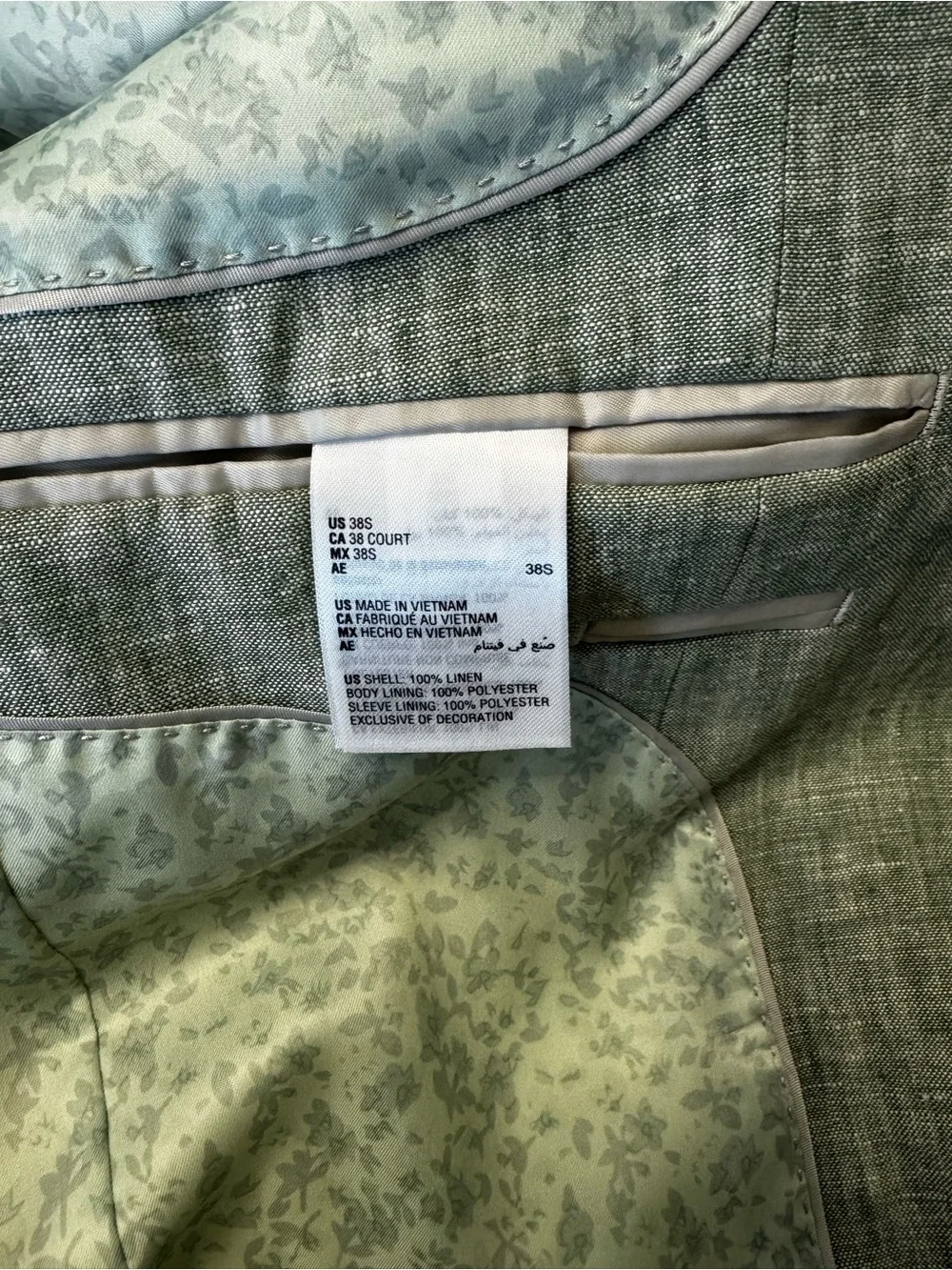 Bar III Slim Fit Men's Pants - Light Gray with Pale Floral Lining